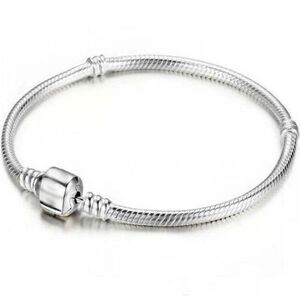 Silver charm Bracelets 3mm Snake Chain Fit Pandora Bead​